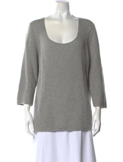Pre-owned St John Cashmere Scoop Neck Sweater In Gray