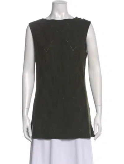 Pre-owned St John Cashmere Scoop Neck Sweater In Green