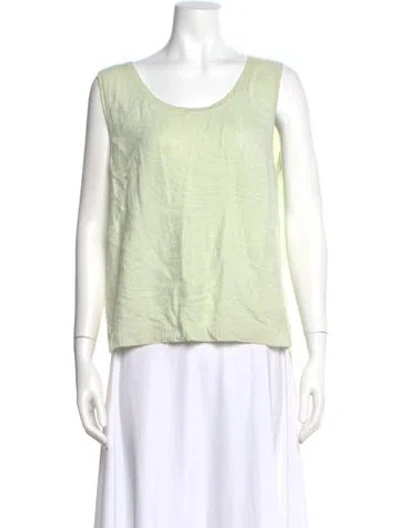 Pre-owned St John Cashmere Scoop Neck Sweater In Green
