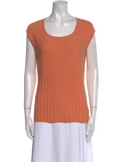 Pre-owned St John Cashmere Scoop Neck Sweater In Orange