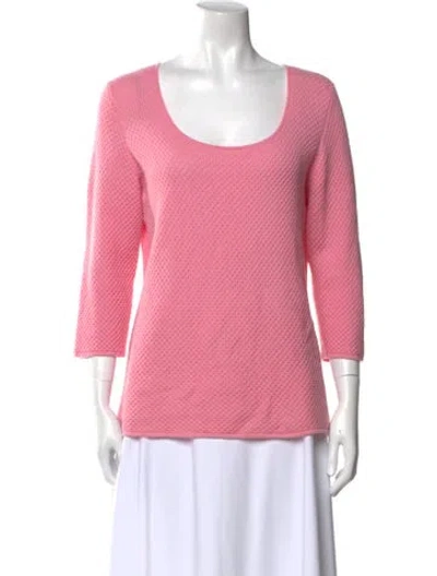 Pre-owned St John Cashmere Scoop Neck Sweater In Pink