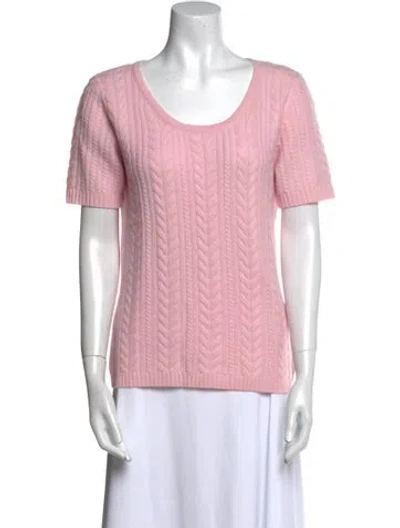 Pre-owned St John Cashmere Scoop Neck Sweater In Pink