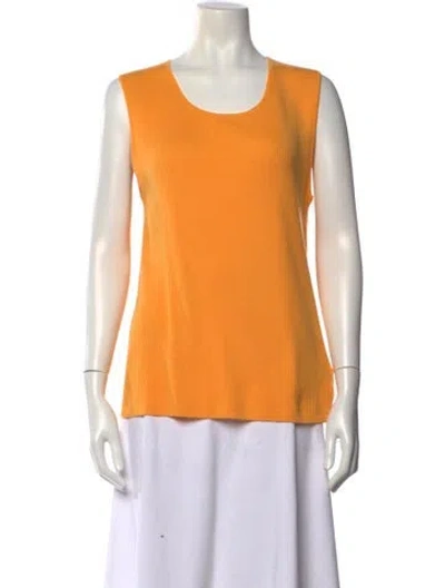 Pre-owned St John Cashmere Scoop Neck Top In Yellow