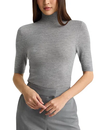 St John Cashmere Short Sleeve Turtleneck Sweater In Gray
