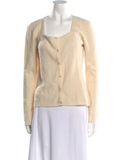 Pre-owned St John Cashmere Square Neckline Sweater In Neutral