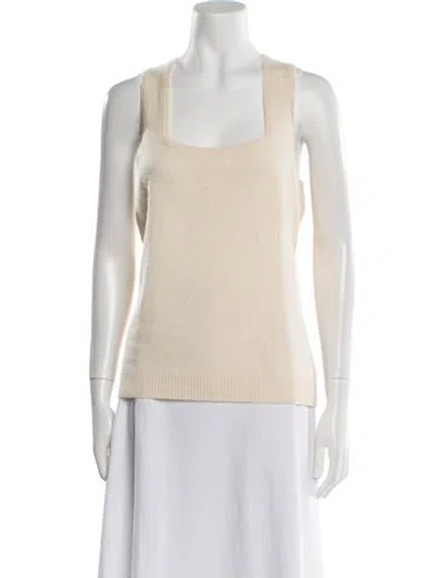 Pre-owned St John Cashmere Square Neckline Sweater In Neutral