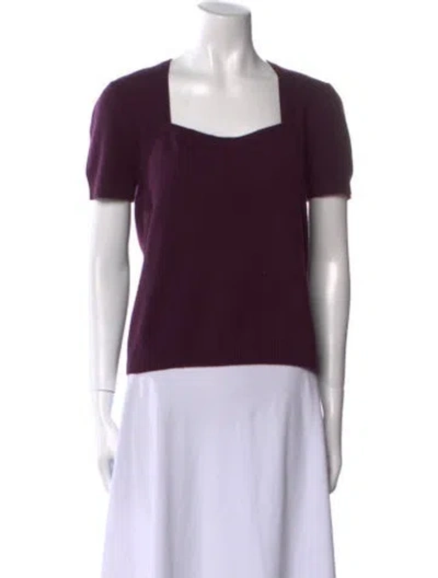 Pre-owned St John Cashmere Square Neckline Sweater In Purple