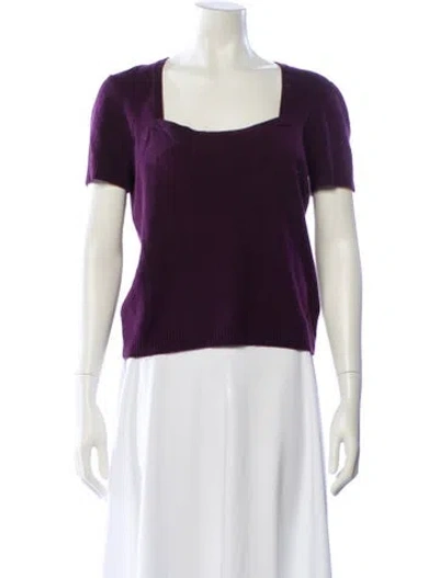 Pre-owned St John Cashmere Square Neckline Sweater In Purple