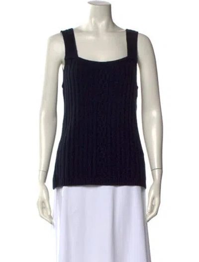 Pre-owned St John Cashmere Square Neckline Top In Black