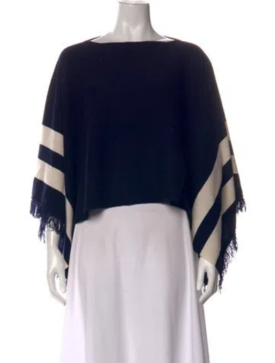 Pre-owned St John Cashmere Striped Sweater In Black