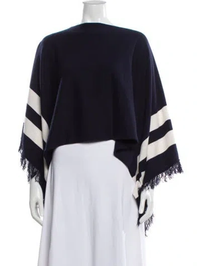 Pre-owned St John Cashmere Striped Sweater In Blue