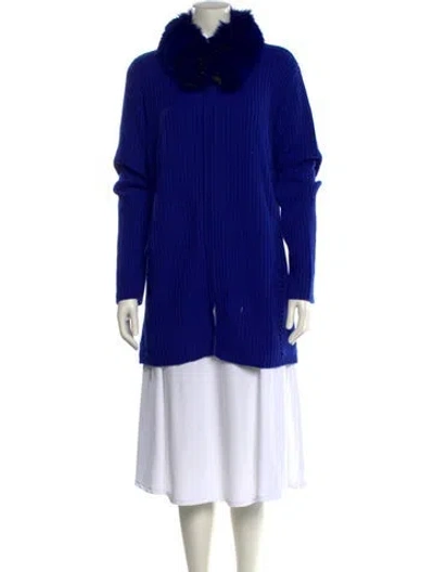 Pre-owned St John Cashmere Turtleneck Sweater In Blue