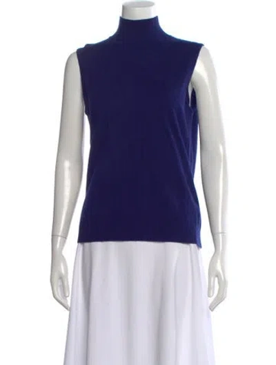 Pre-owned St John Cashmere Turtleneck Sweater In Blue