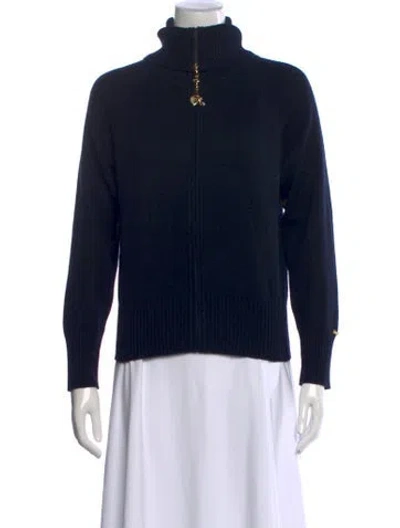 Pre-owned St John Cashmere Turtleneck Sweater In Blue