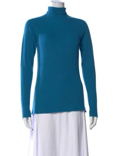 Pre-owned St John Cashmere Turtleneck Sweater In Blue