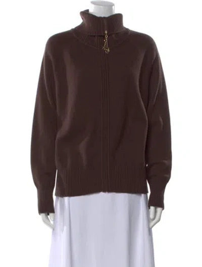 Pre-owned St John Cashmere Turtleneck Sweater In Brown