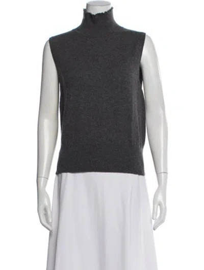 Pre-owned St John Cashmere Turtleneck Sweater In Gray