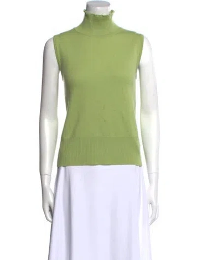 Pre-owned St John Cashmere Turtleneck Sweater In Green