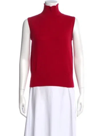 Pre-owned St John Cashmere Turtleneck Sweater In Red