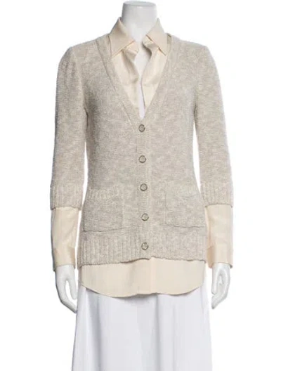 Pre-owned St John Cashmere Tweed Pattern Jacket In Neutral