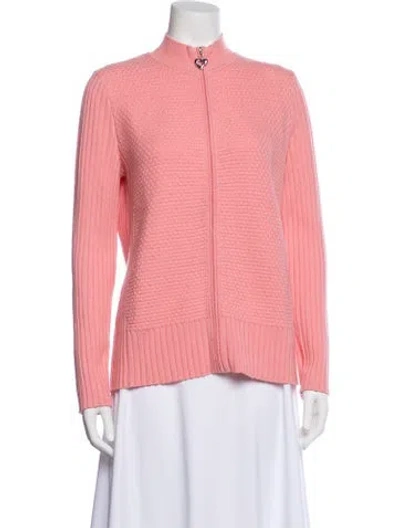 Pre-owned St John Cashmere Tweed Pattern Jacket In Pink