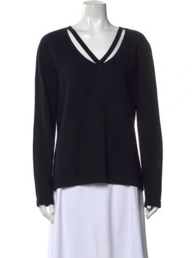 Pre-owned St John Cashmere V-neck Sweater In Black
