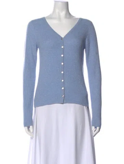 Pre-owned St John Cashmere V-neck Sweater In Blue