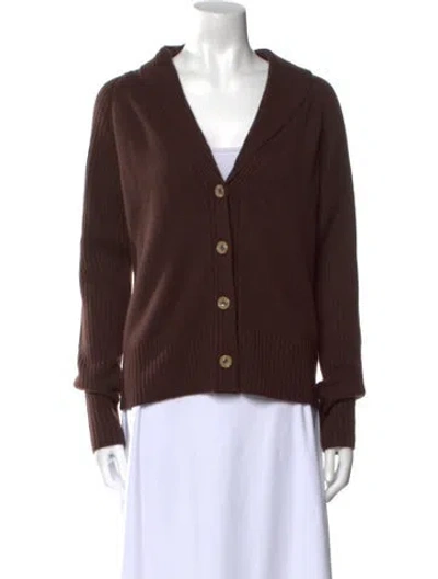Pre-owned St John Cashmere V-neck Sweater In Brown