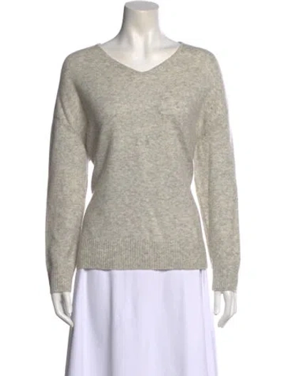 Pre-owned St John Cashmere V-neck Sweater In Gray