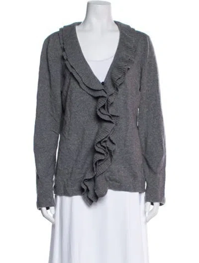 Pre-owned St John Cashmere V-neck Sweater In Gray