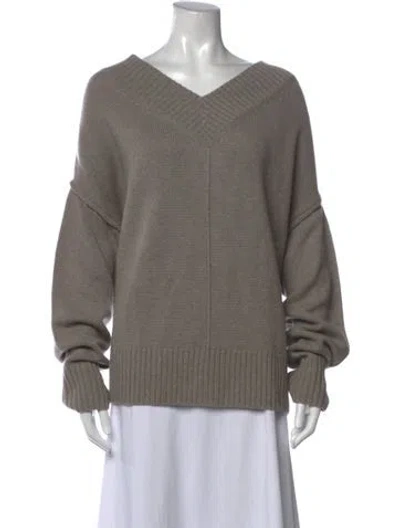 Pre-owned St John Cashmere V-neck Sweater In Grey