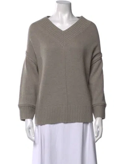Pre-owned St John Cashmere V-neck Sweater In Grey