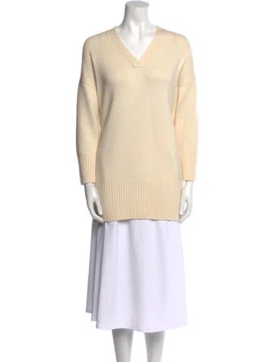 Pre-owned St John Cashmere V-neck Sweater In Neutral