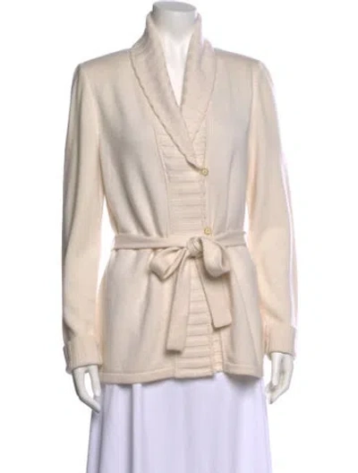 Pre-owned St John Cashmere V-neck Sweater In Neutral