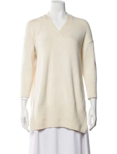 Pre-owned St John Cashmere V-neck Sweater In Neutral