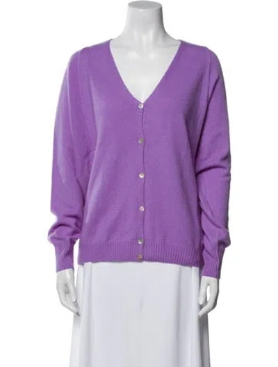 Pre-owned St John Cashmere V-neck Sweater In Purple