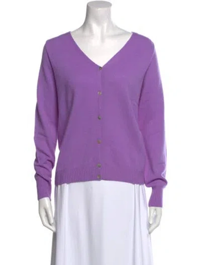 Pre-owned St John Cashmere V-neck Sweater In Purple