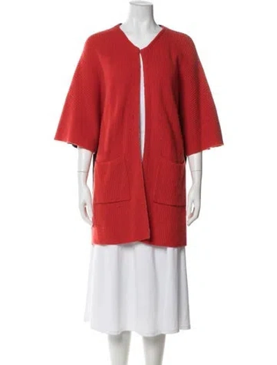 Pre-owned St John Cashmere V-neck Sweater In Red