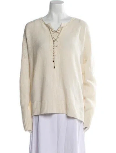 Pre-owned St John Cashmere V-neck Sweater W/ Tags In Neutral
