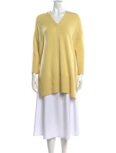 Pre-owned St John Cashmere V-neck Sweater W/ Tags In Yellow