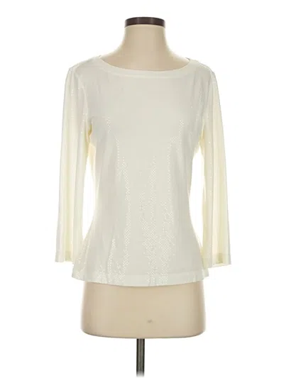 Pre-owned St. John Caviar 3/4 Sleeve T-shirt In Ivory