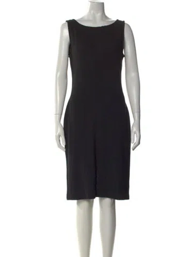 Pre-owned St. John Caviar Bateau Neckline Knee-length Dress In Black