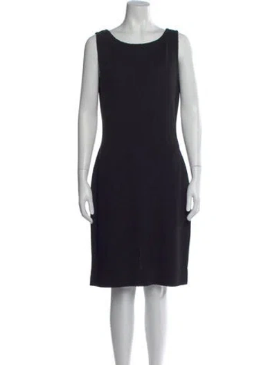 Pre-owned St. John Caviar Bateau Neckline Knee-length Dress In Black