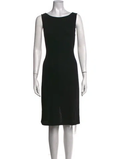 Pre-owned St. John Caviar Bateau Neckline Knee-length Dress In Black