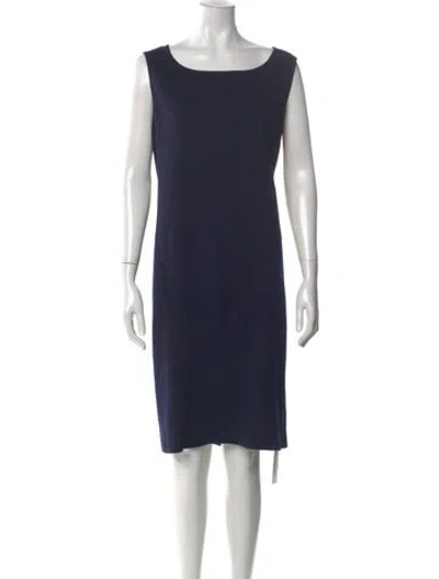 Pre-owned St. John Caviar Bateau Neckline Knee-length Dress In Blue