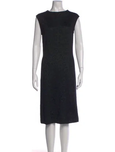 Pre-owned St. John Caviar Bateau Neckline Midi Length Dress In Black