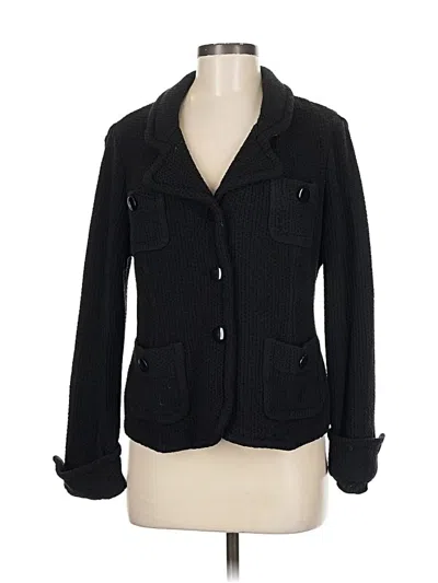 Pre-owned St. John Caviar Cardigan Sweater In Black