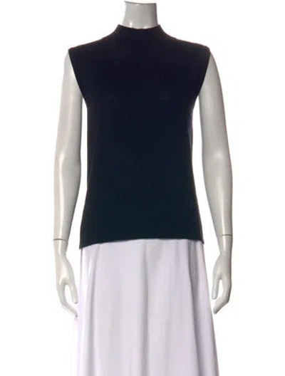 Pre-owned St. John Caviar Cashmere Mock Neck Sweater In Black