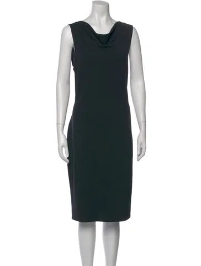 Pre-owned St. John Caviar Cowl Neck Knee-length Dress In Black