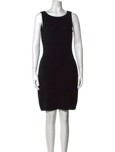 Pre-owned St. John Caviar Crew Neck Knee-length Dress In Black